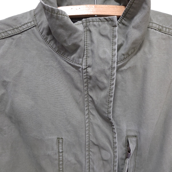 Madewell Cinched Waist Jacket Olive Green Canvas Zip Up Pockets Size Large - Picture 6 of 16
